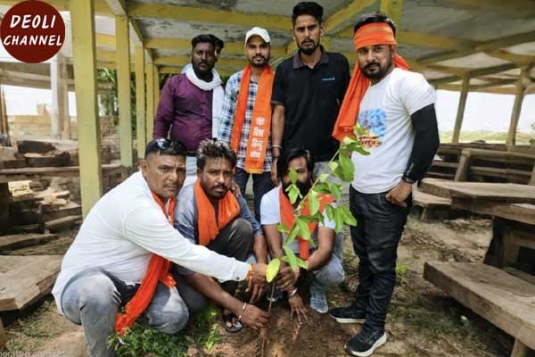 विश्व हिंदू परिषद एवं बजरंग दल कार्यकर्ताओं ने किया वृक्षारोपण