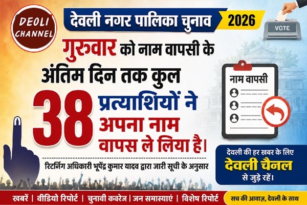 नगर पालिका चुनाव : 38 प्रत्याशियों ने लिया नाम वापस 