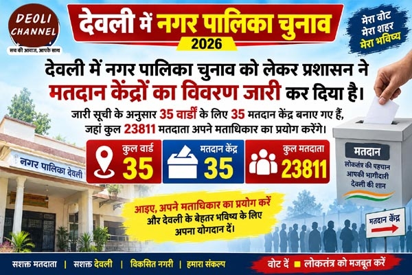 नगर पालिका देवली : 35 वार्डों के लिए मतदान केंद्र तय, 23811 मतदाता करेंगे मतदान