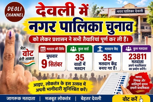 देवली नगर पालिका क्षेत्र के 35 वार्ड में कल होगा मतदान, उम्मीदवार कर रहे हैं सघन जनसंपर्क