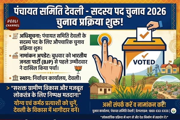 पंचायत समिति चुनाव: देवली में भाजपा प्रत्याशी ने भरा नामांकन